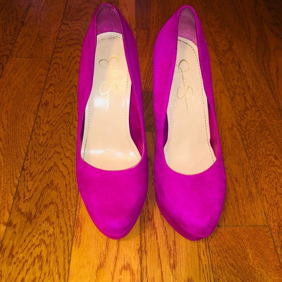 Size 7 - Jessica Simpson - Bermuda Pink Suede Heels - Picture 3 of 5